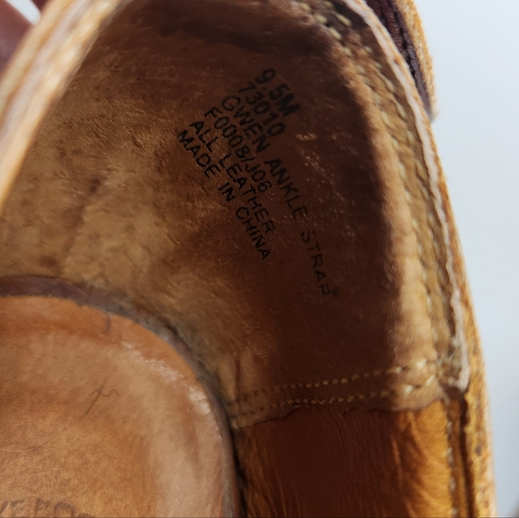 Frye Gwen Ankle Strap Leather Wedge Sandal Cognac Brown 9.5 Boho Hippie Prairie - Picture 7 of 14